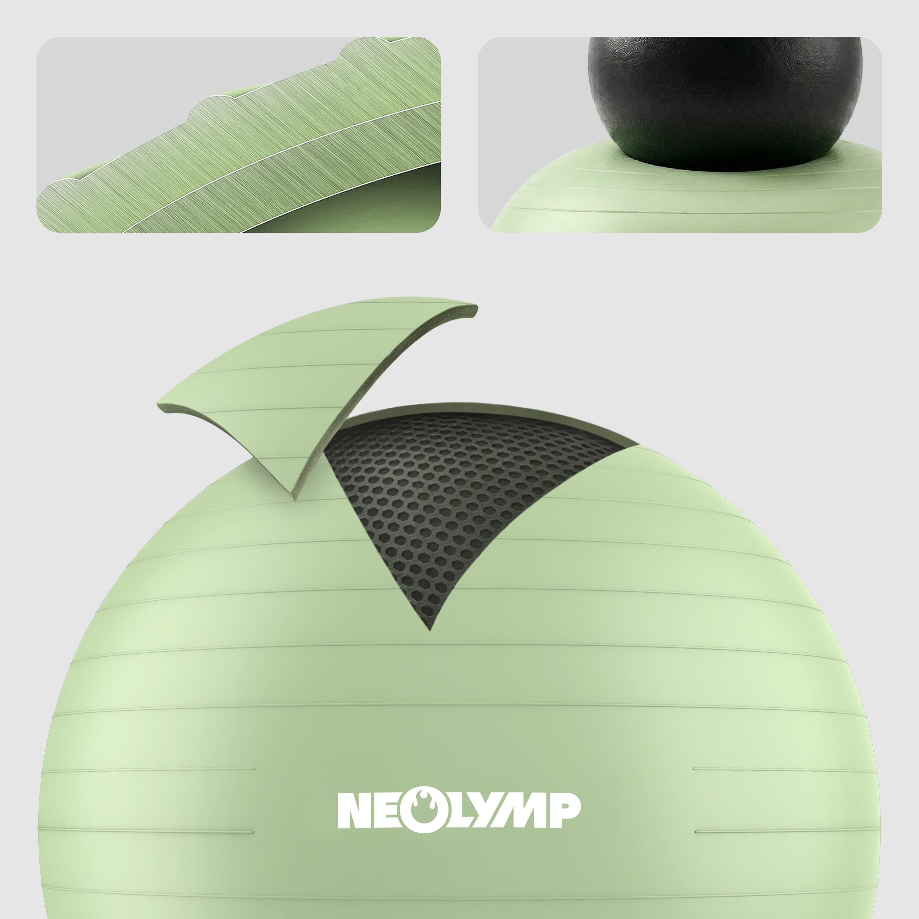 Gymnastikball Sitzball Büro ergonomisch – Anti-Burst bis 300 kg Erwachsene. L 3/6