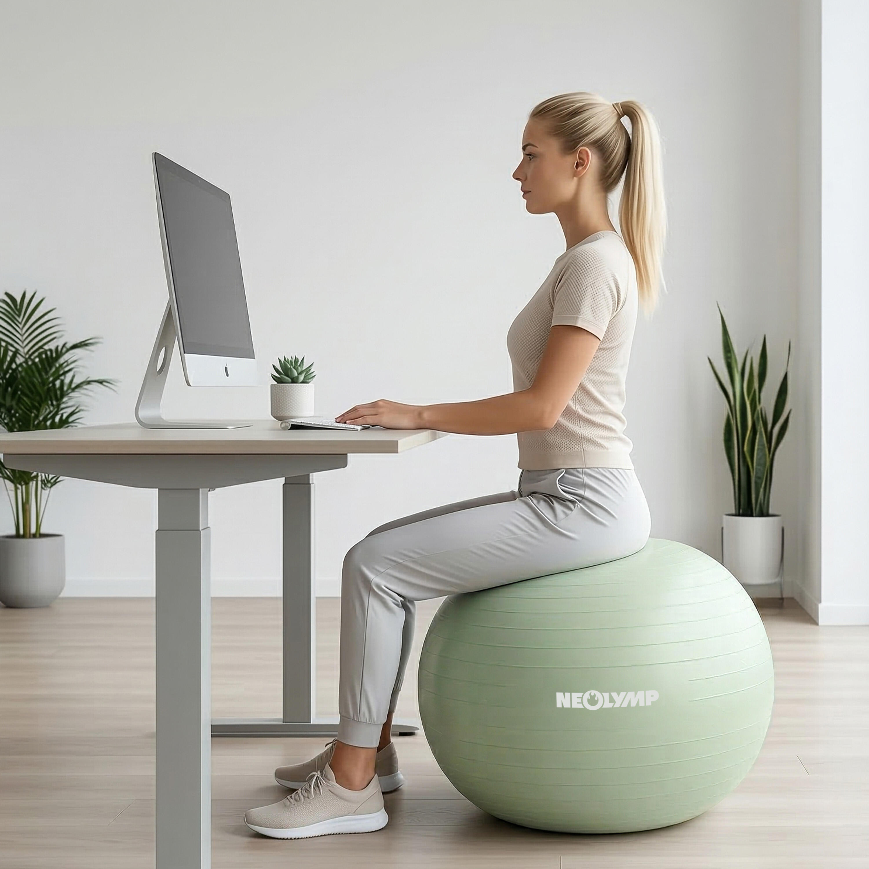 Gymnastikball Sitzball Büro ergonomisch – Anti-Burst bis 300 kg Erwachsene. L 5/6