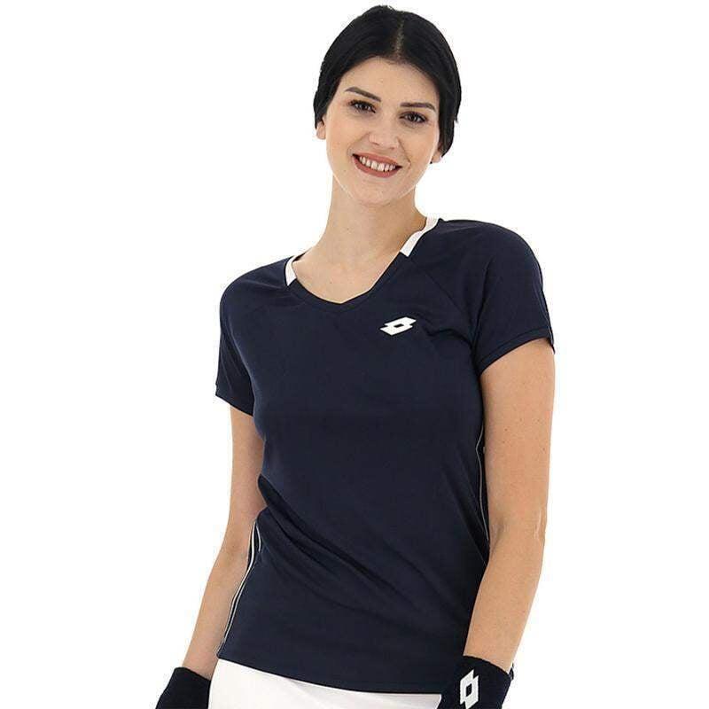 Camiseta Lotto Squadra II Azul Marino Blanco Mujer 3/5