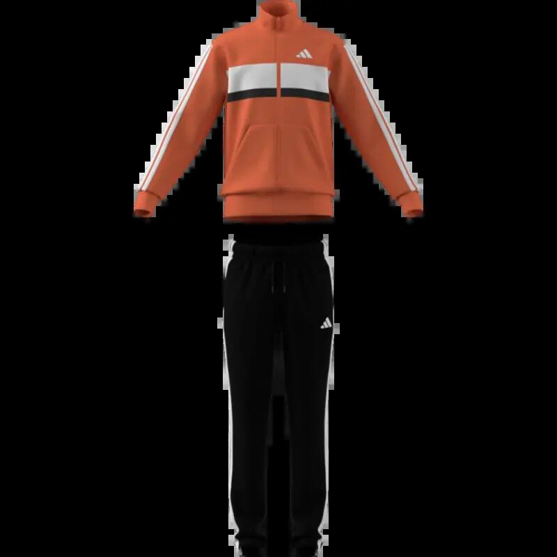 Adidas J 3S Tiberio kids' tracksuit - orange/white, recycled polyester