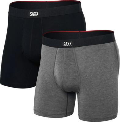 Heren saxx vibe xtra fly boxer (2-pack) zwart/grijs