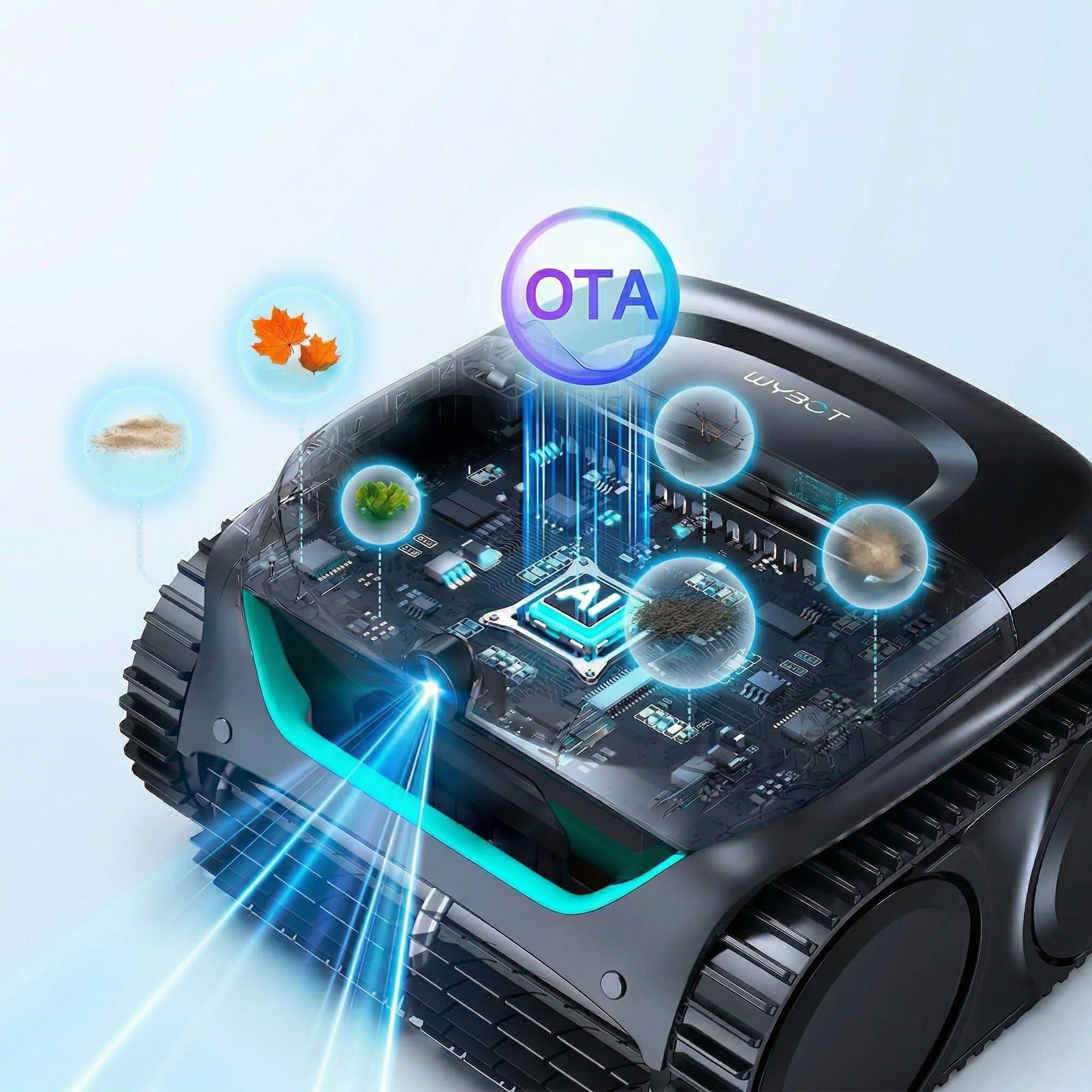 Robot limpiafondos piscina E-TRON VISION WYBOT visión AI WiFi batería 4/7