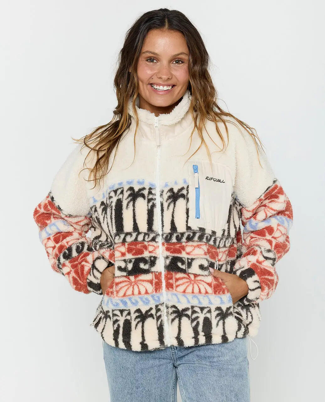 Veste Polaire Femme Rip Curl "OCEANIC ZIP THRU POLAR FLEECE" XS Beige 6/7