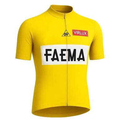 Retro wielershirt faema - gele trui 1969 gruppo sportivo - l