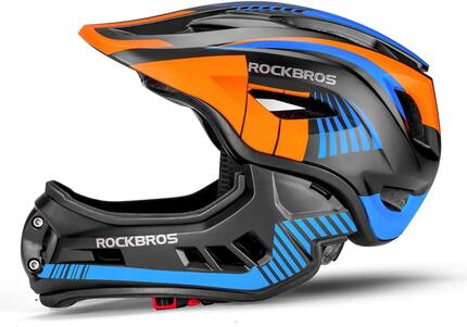 ROCKBROS Enfant Vélo Casque Intégral orange bleu