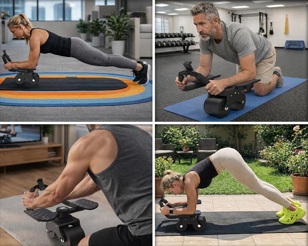 Bauchroller mit Unterarm-Auflagepads und 5 Einstellstufen für Core-Training 7/7