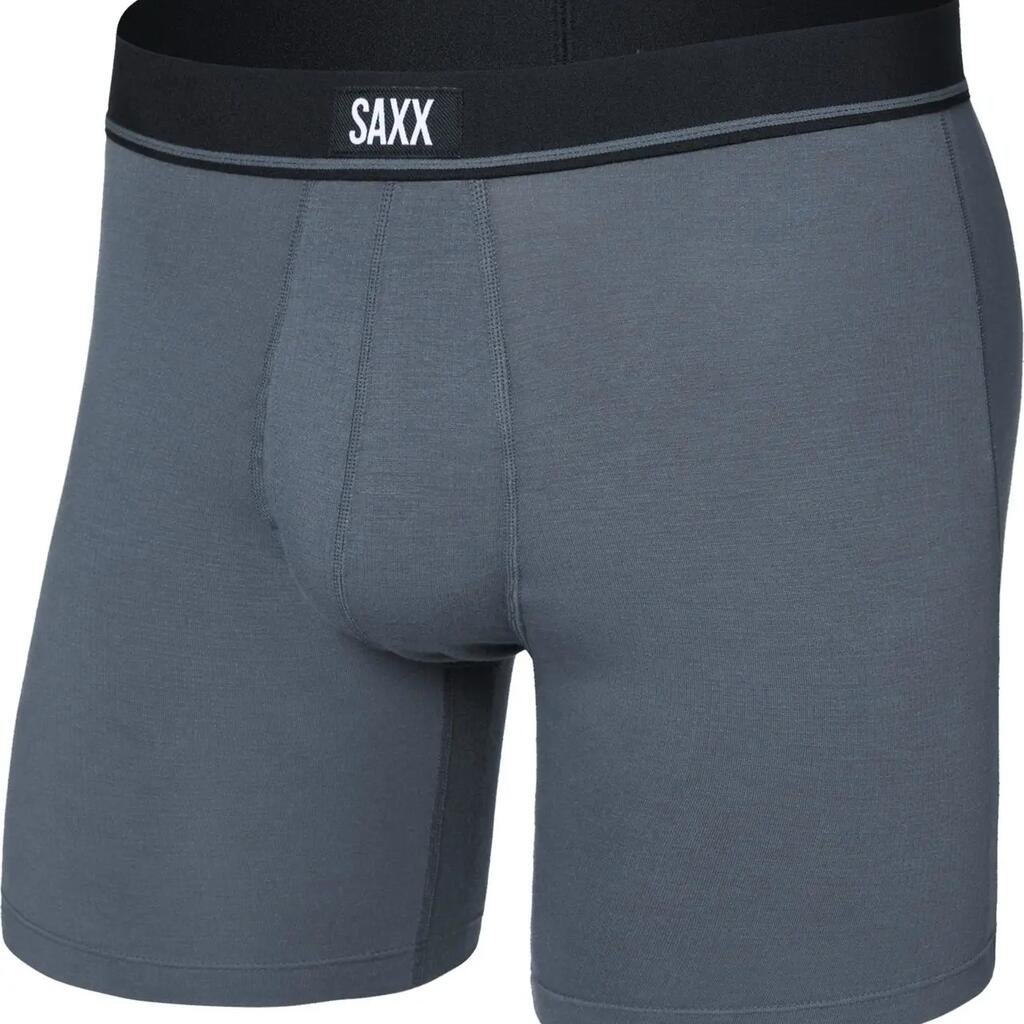 Saxx Essential Cotton Brief Fly Boxer Shorts, Gray, Men's