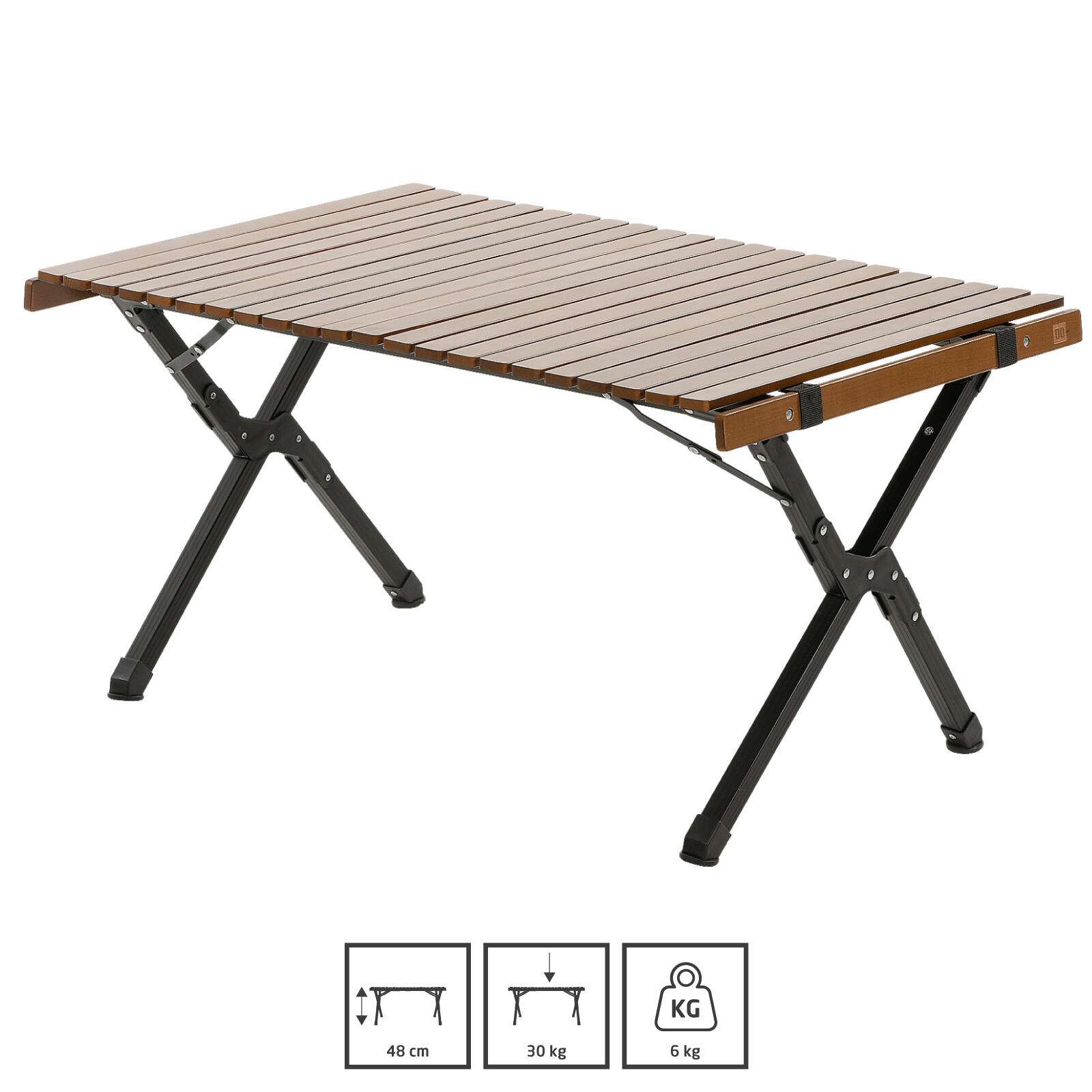 Rolltisch Iver Campingtisch Lamellen Camping Klapptisch Holz 90x60 cm 2/7