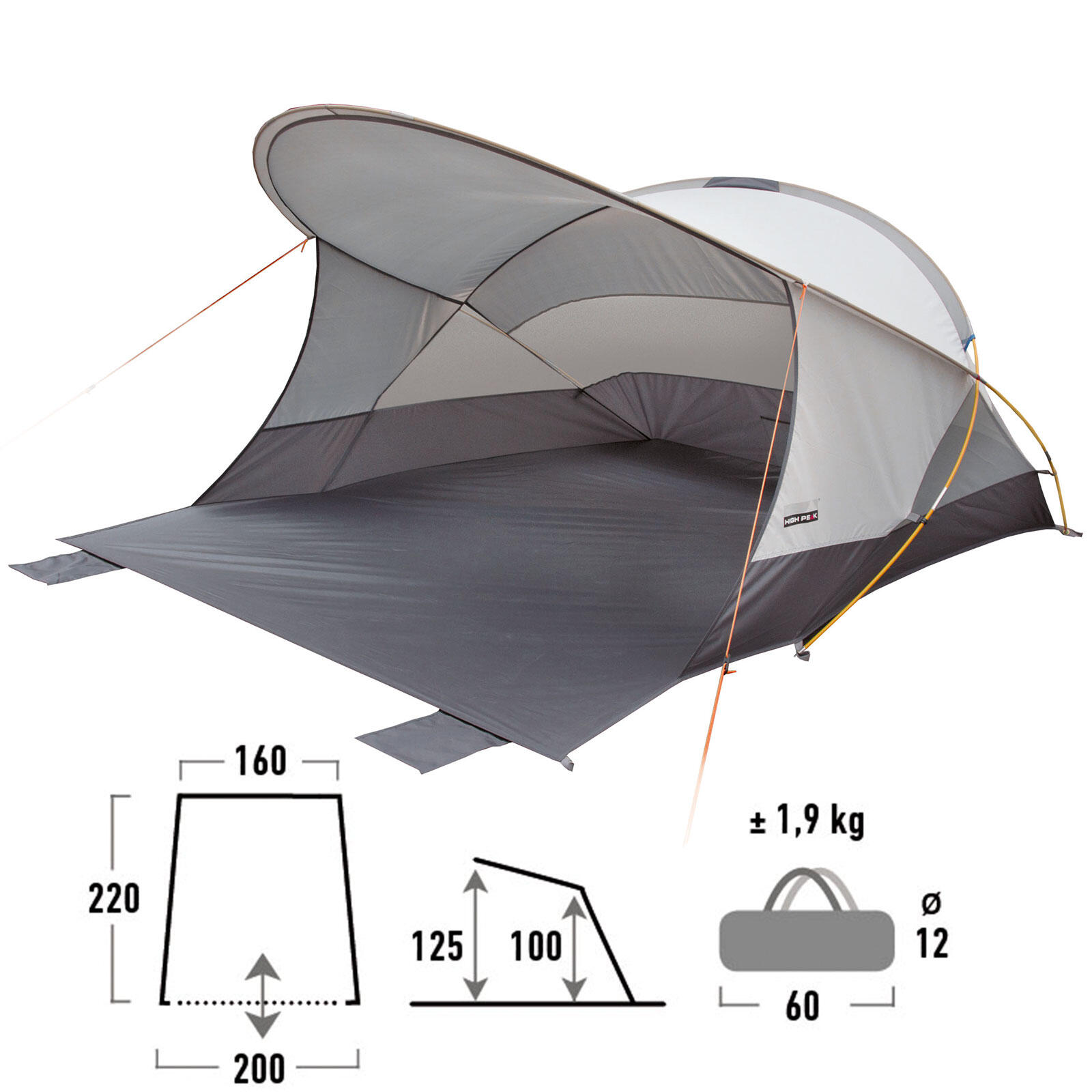 tente de plage Cordoba 80 Tente Protection solaire Grande contre le vent UV80 2/5