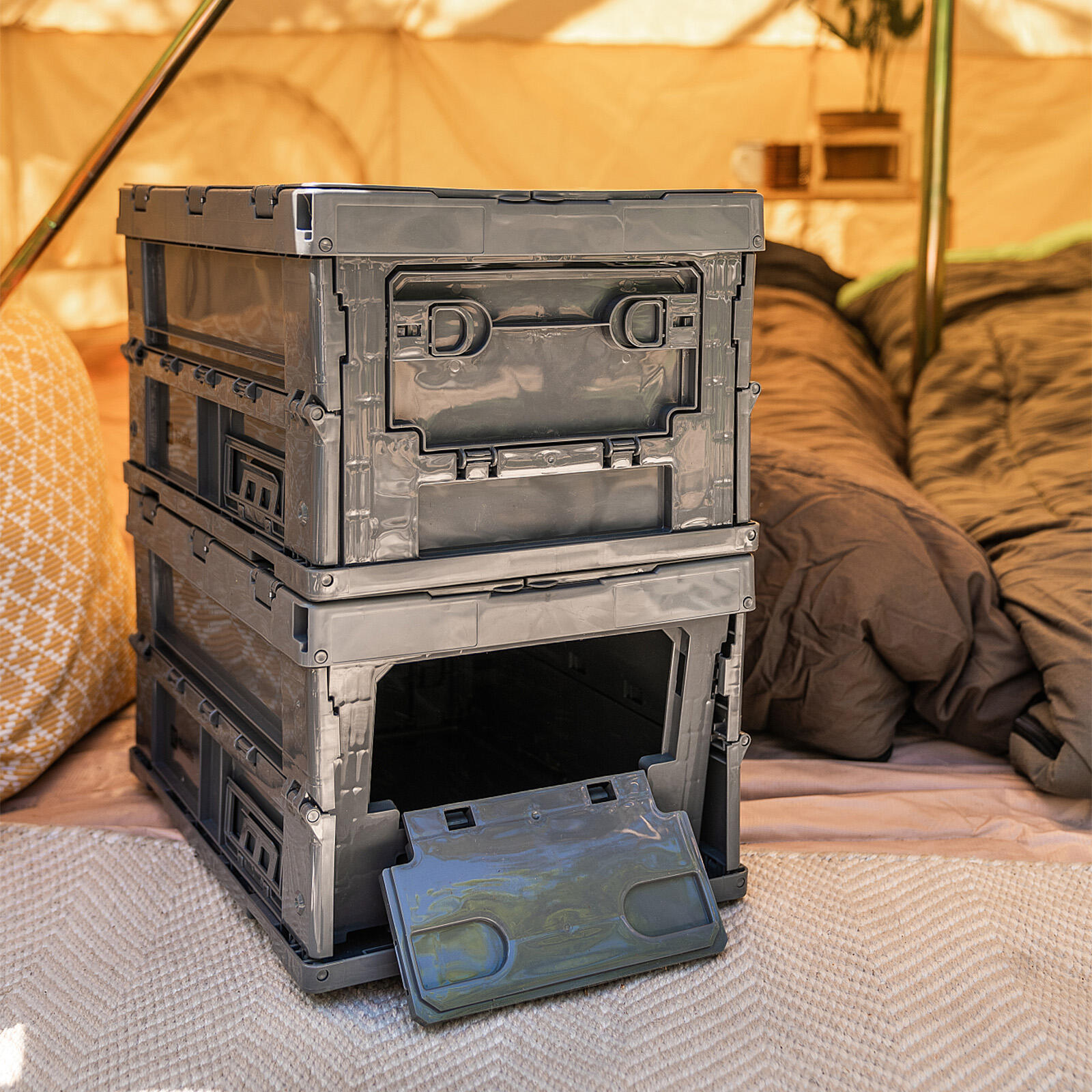 Caja de almacenaje camping Organizador Tapa Exterior Plegable 3/7