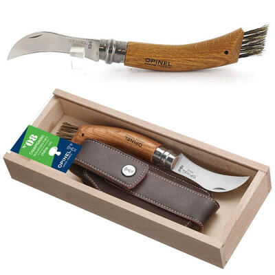 Coltello a fungo + custodia tascabile pieghevole Spazzola di quercia