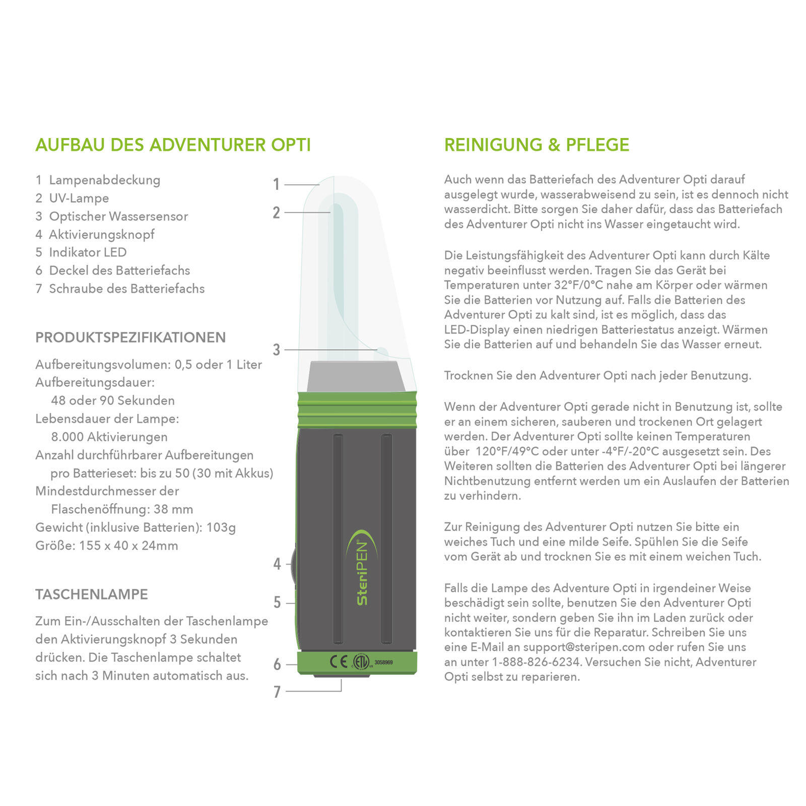 Adventurer Opti UV Filtre à eau Portable Traitement des déchets USB 7/7