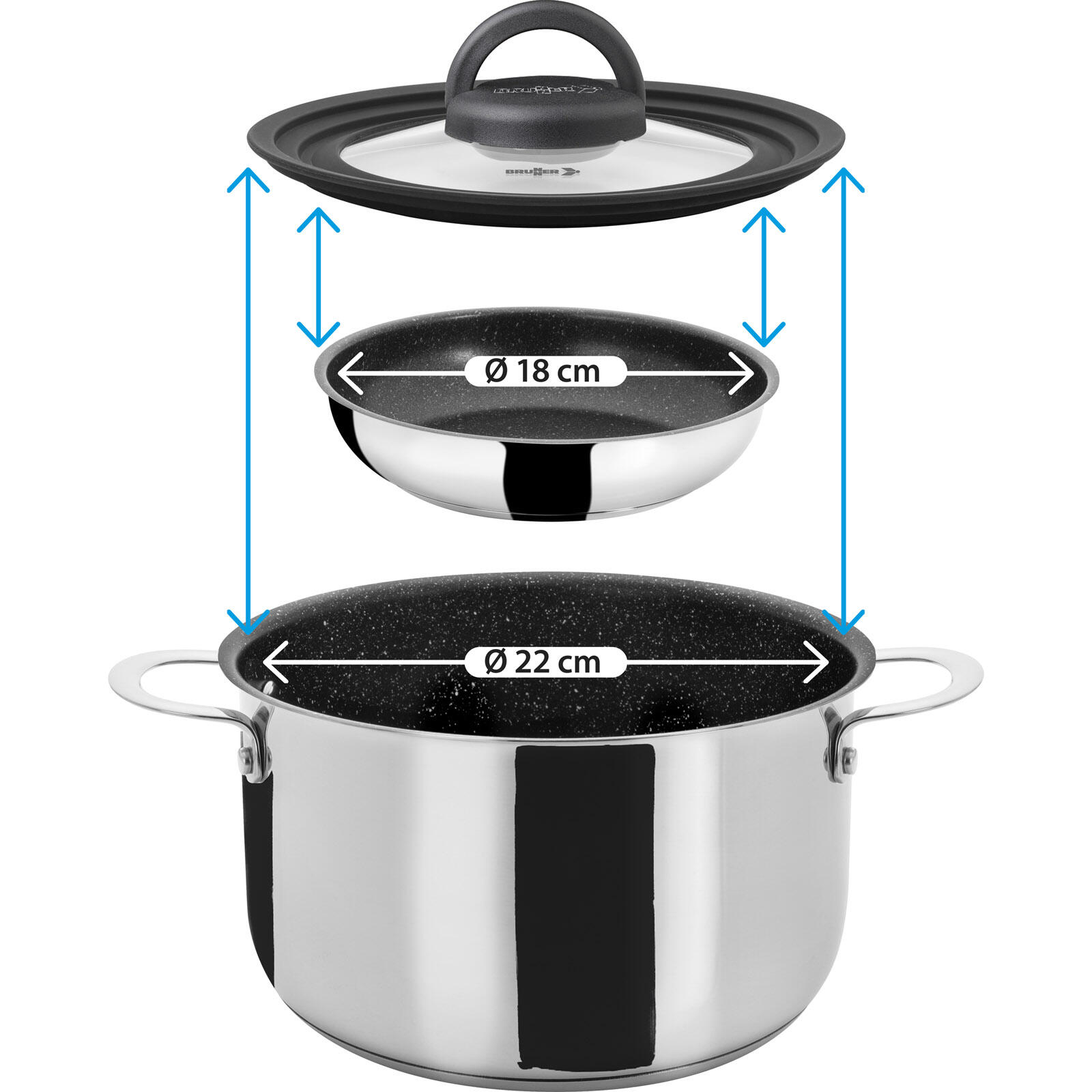 Brunner Academy NG 7+1 Ø 22 - pannenset (8 delig) 7/7