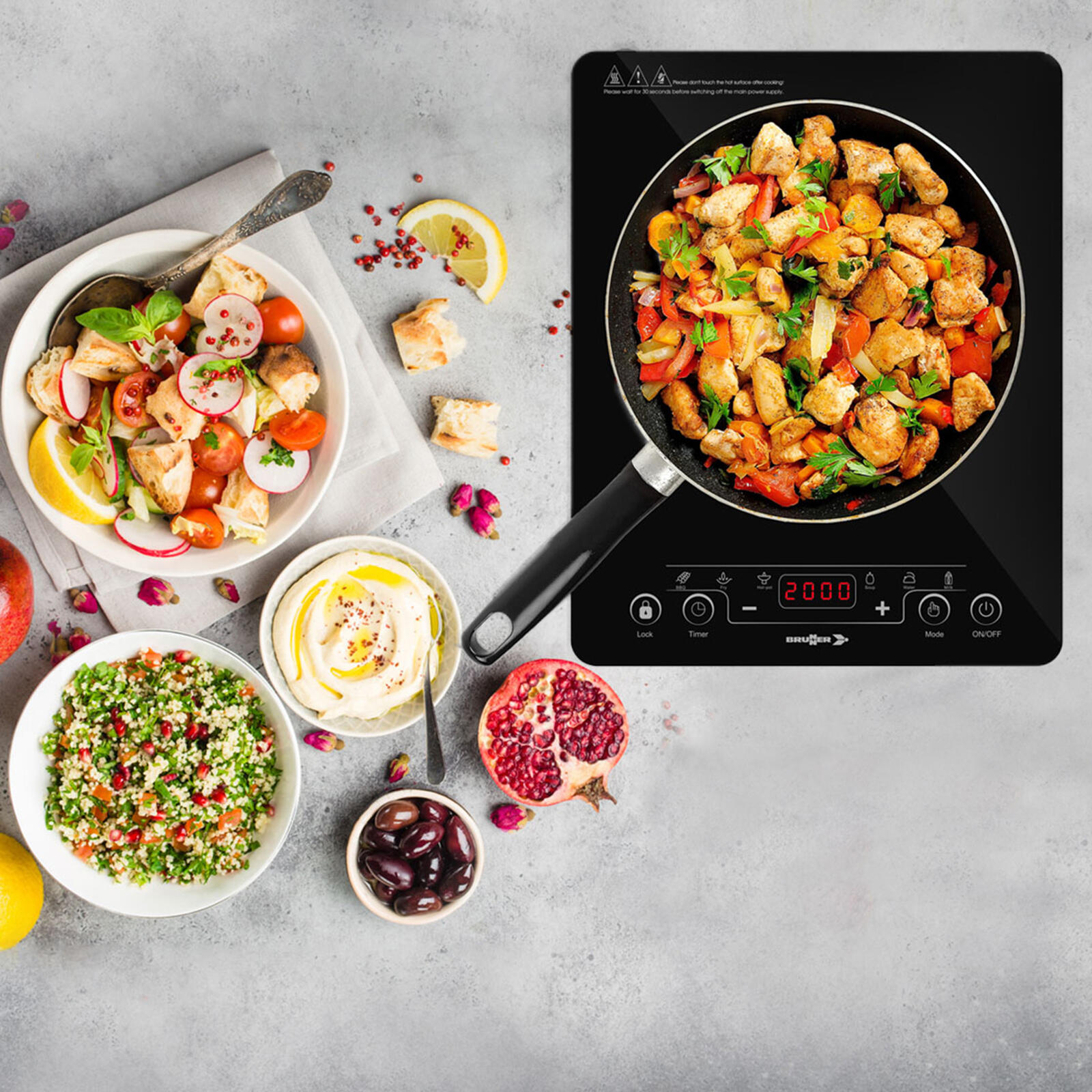 Cocina de camping HotPoint inducción parrilla eléctrica vitrocerámica 2kW 7/7