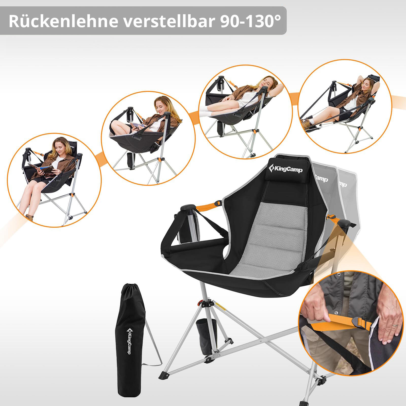 Sedia pieghevole da Campeggio Orchid Deluxe a dondolo regolabile in alluminio 7/7