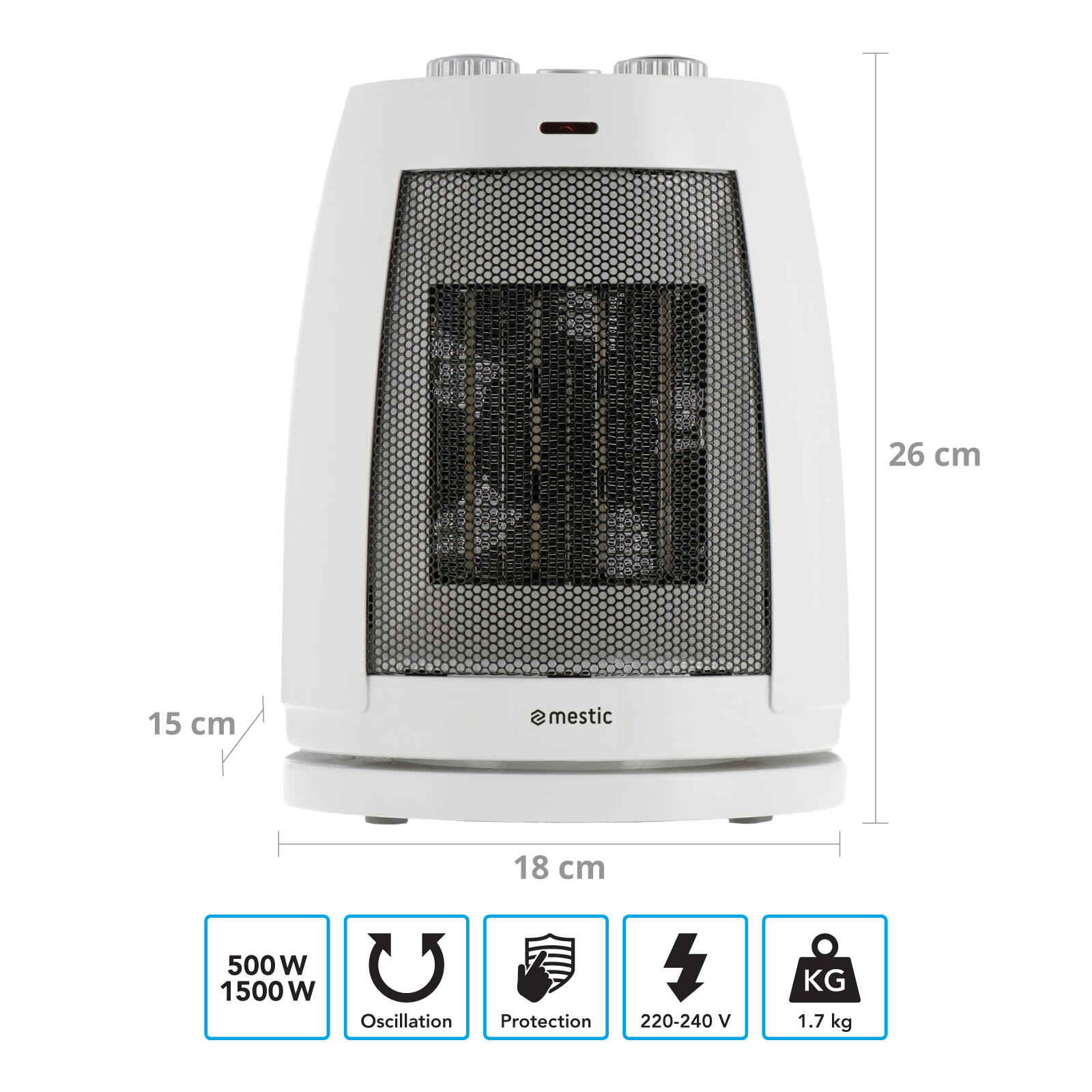 Ventilator Verwarming Keramische MKK150 Camping Rustige Oscillating 1500W 2/4
