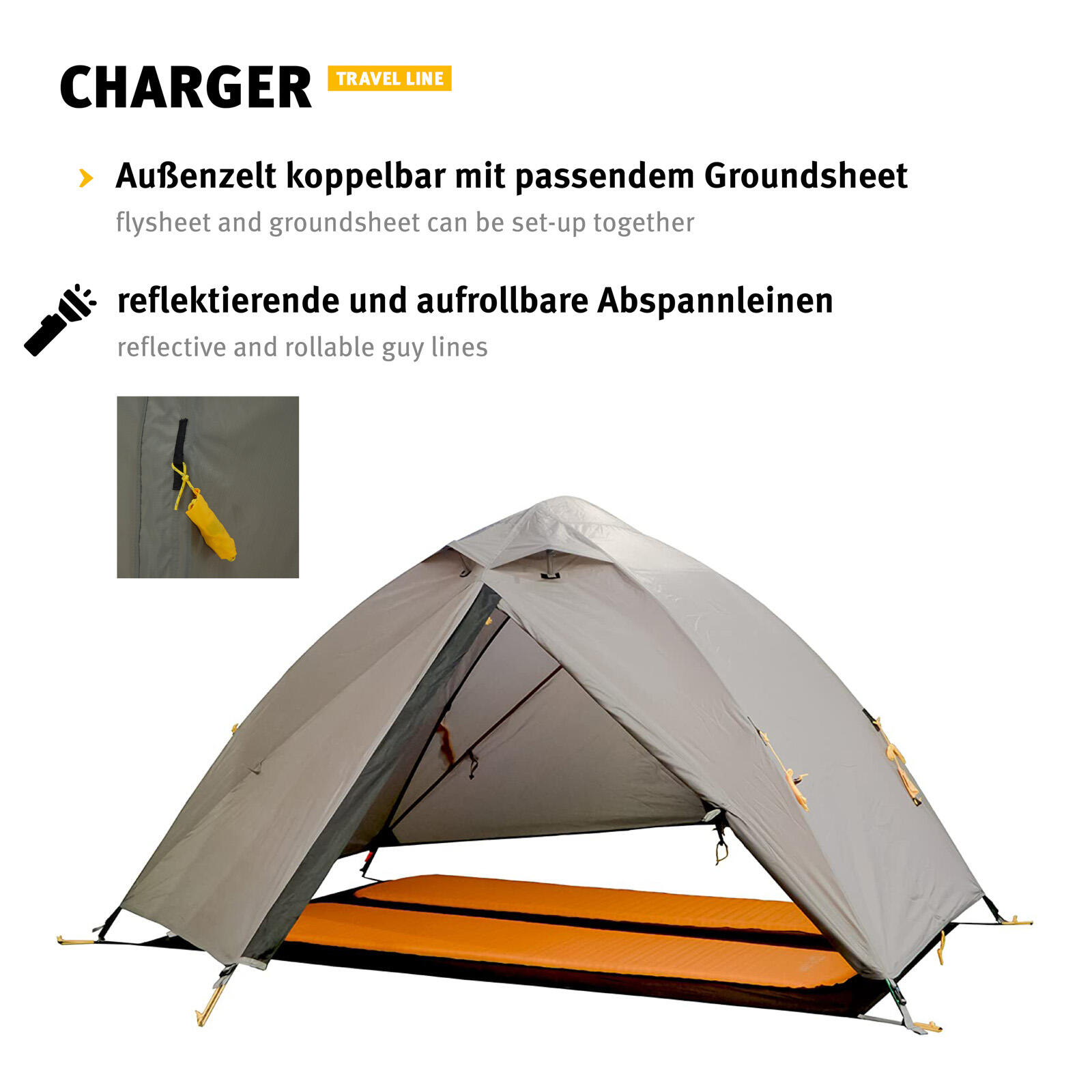 Trekkingzelt Charger 2 Personen Camping Fahrrad Geodät Zelt Biwak 2,6 kg 7/7