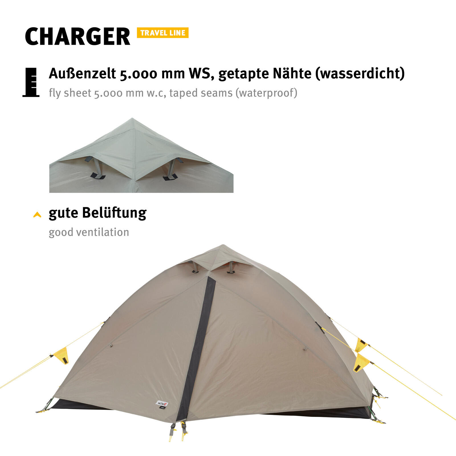 Trekkingzelt Charger 2 Personen Camping Fahrrad Geodät Zelt Biwak 2,6 kg 6/7