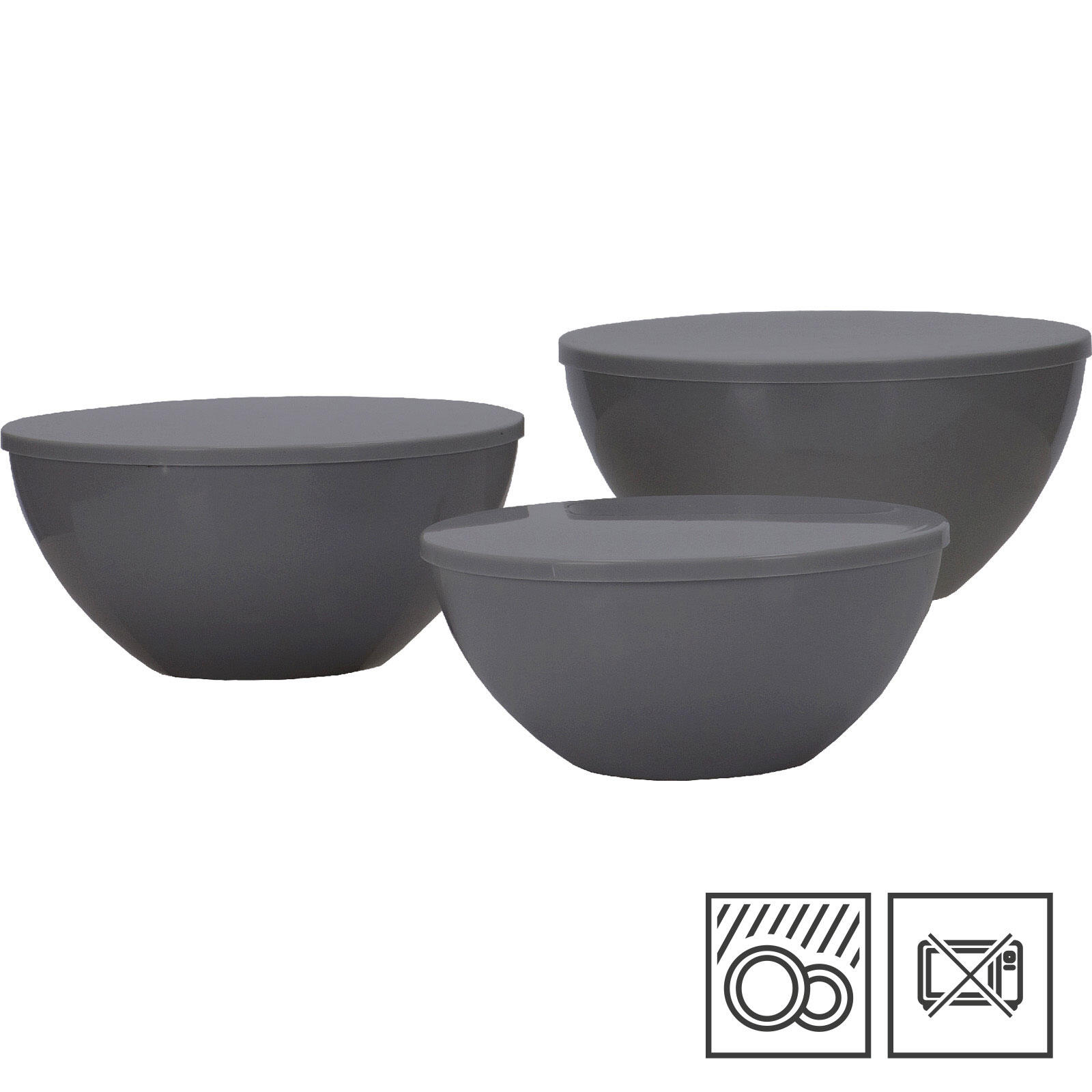 Salade bowl set Palma camping kommen melamine keramiek look 6 stuks 2/5