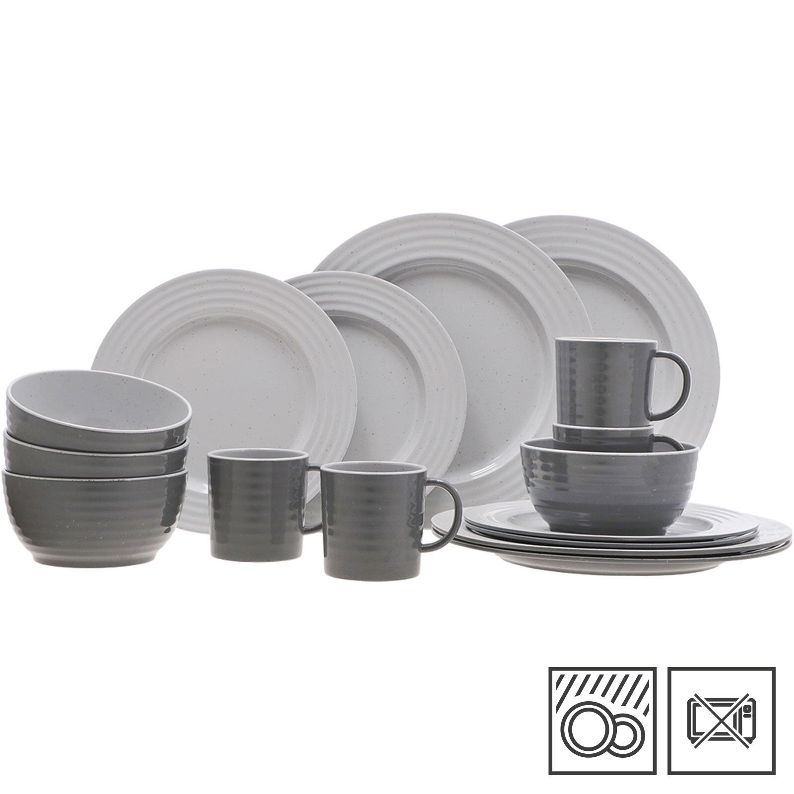 Vajilla de melamina Palma Camping Aspecto cerámica esmaltada 16 piezas 2/5