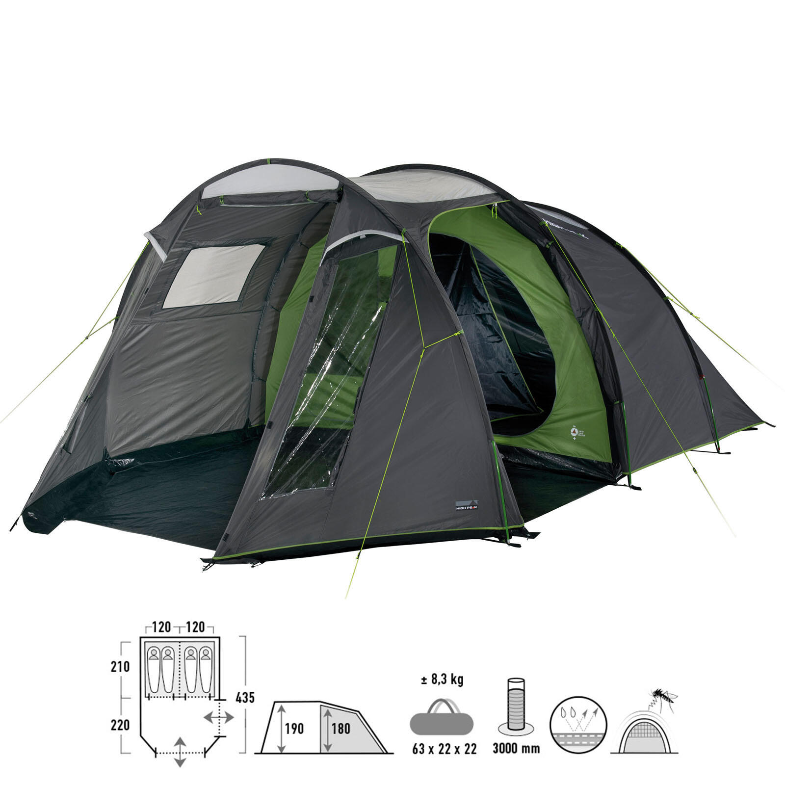 Namiot High Peak Ancona 4.0 szaro-zielony 10244