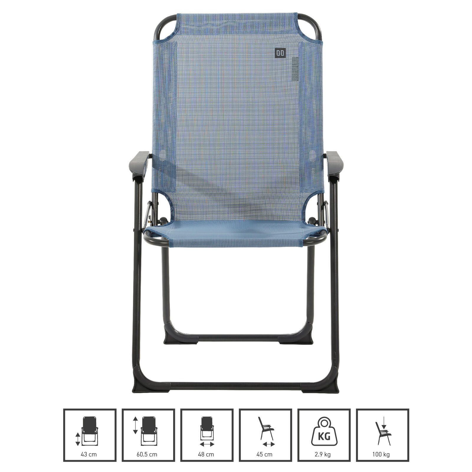 Campingstoel Como Compact Campingvouwstoel Hoge rugleuning aluminium 3/7