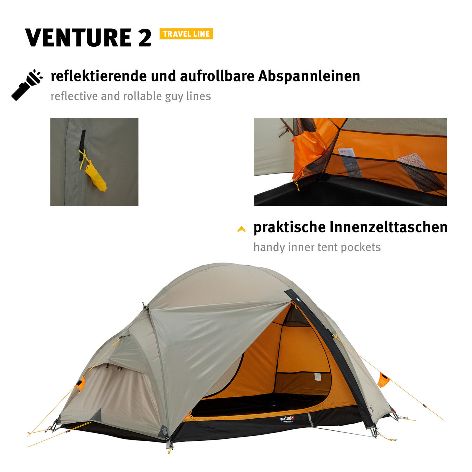 Trekkingzelt Venture 2 Personen Geodät Camping Fahrrad Zelt Biwak 2,6 kg 7/7