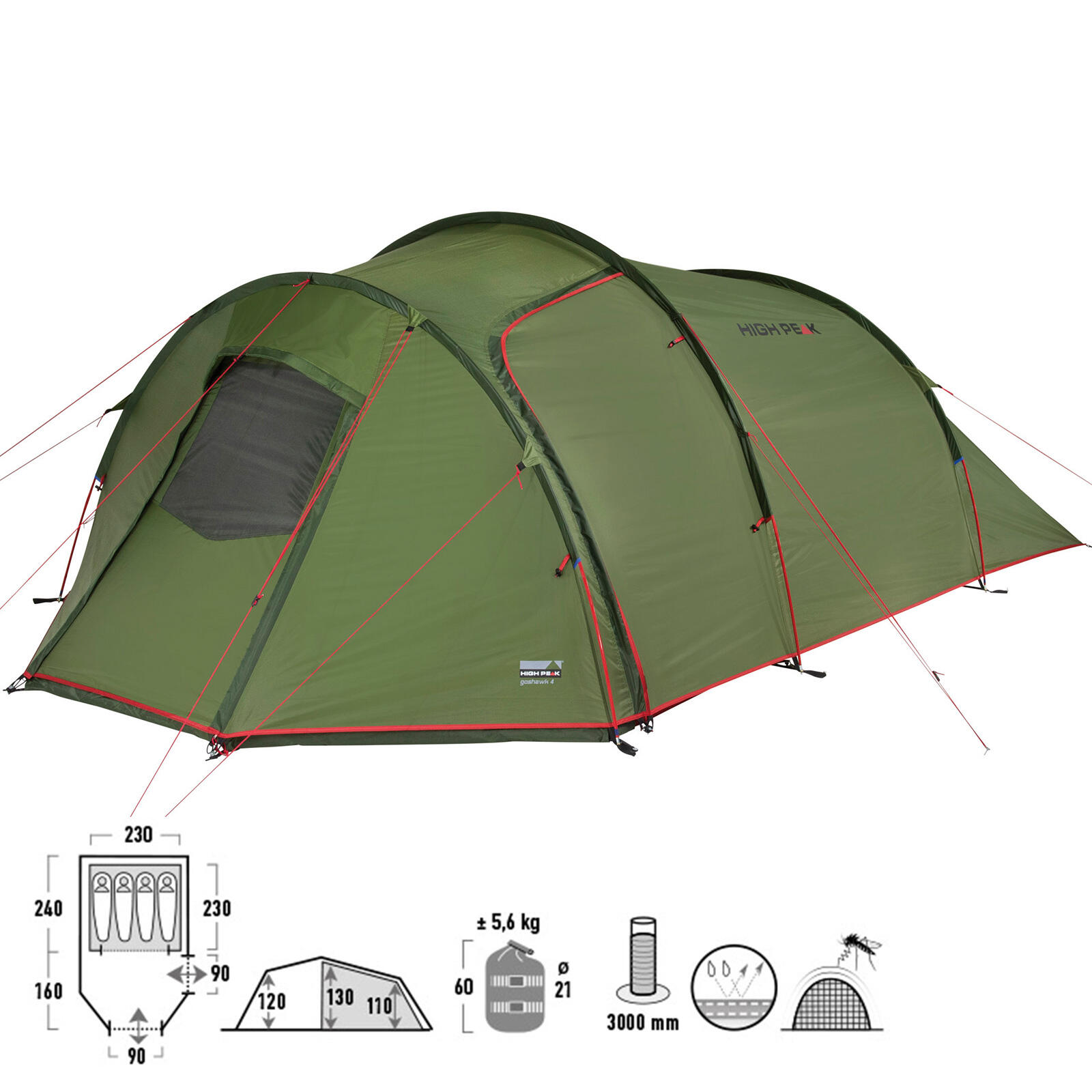 Tenda High Peak Goshawk 4 para 4 pessoas 2/7