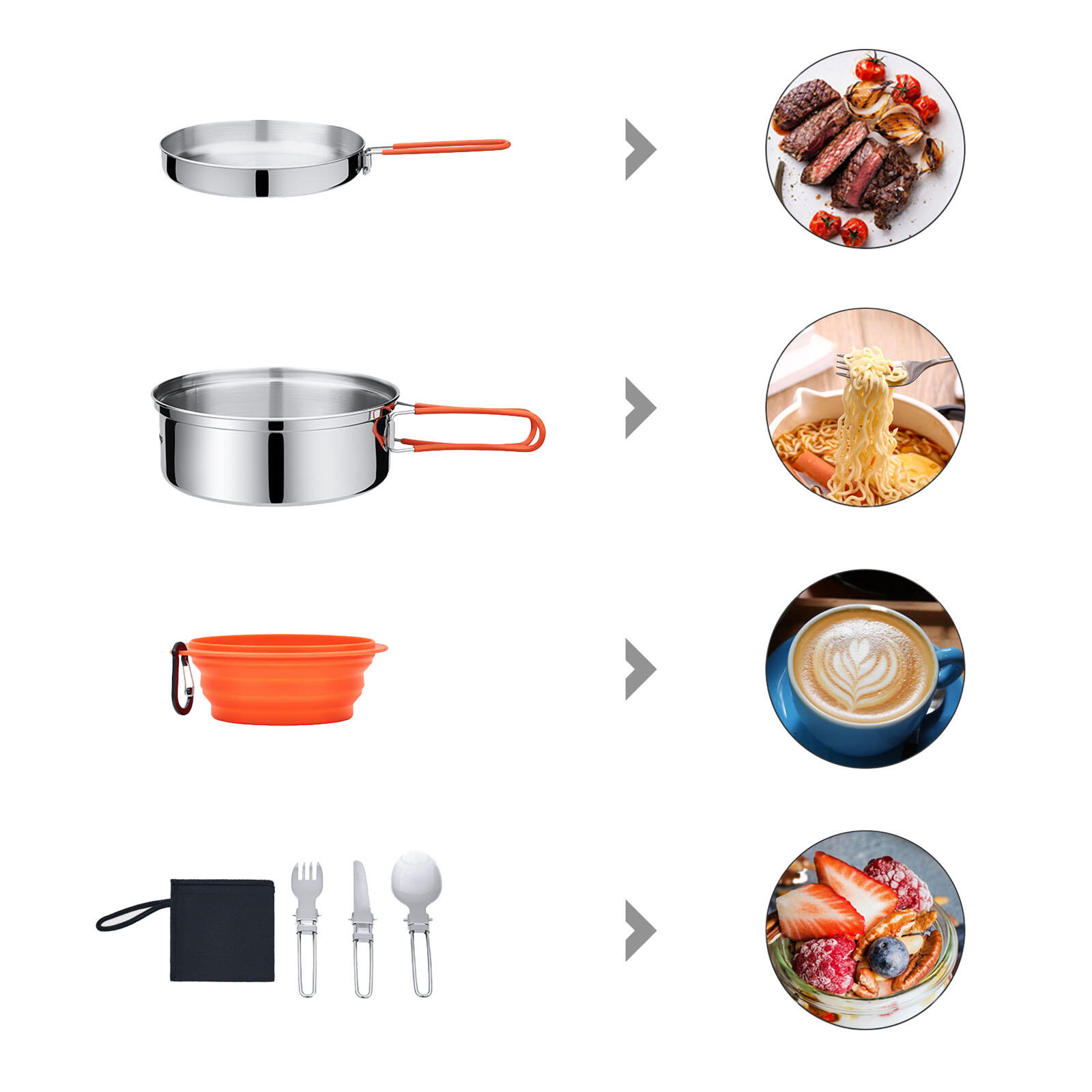 Utensilios de cocina para camping Set Adventurer II Pro Cookware Olla acero 6/7
