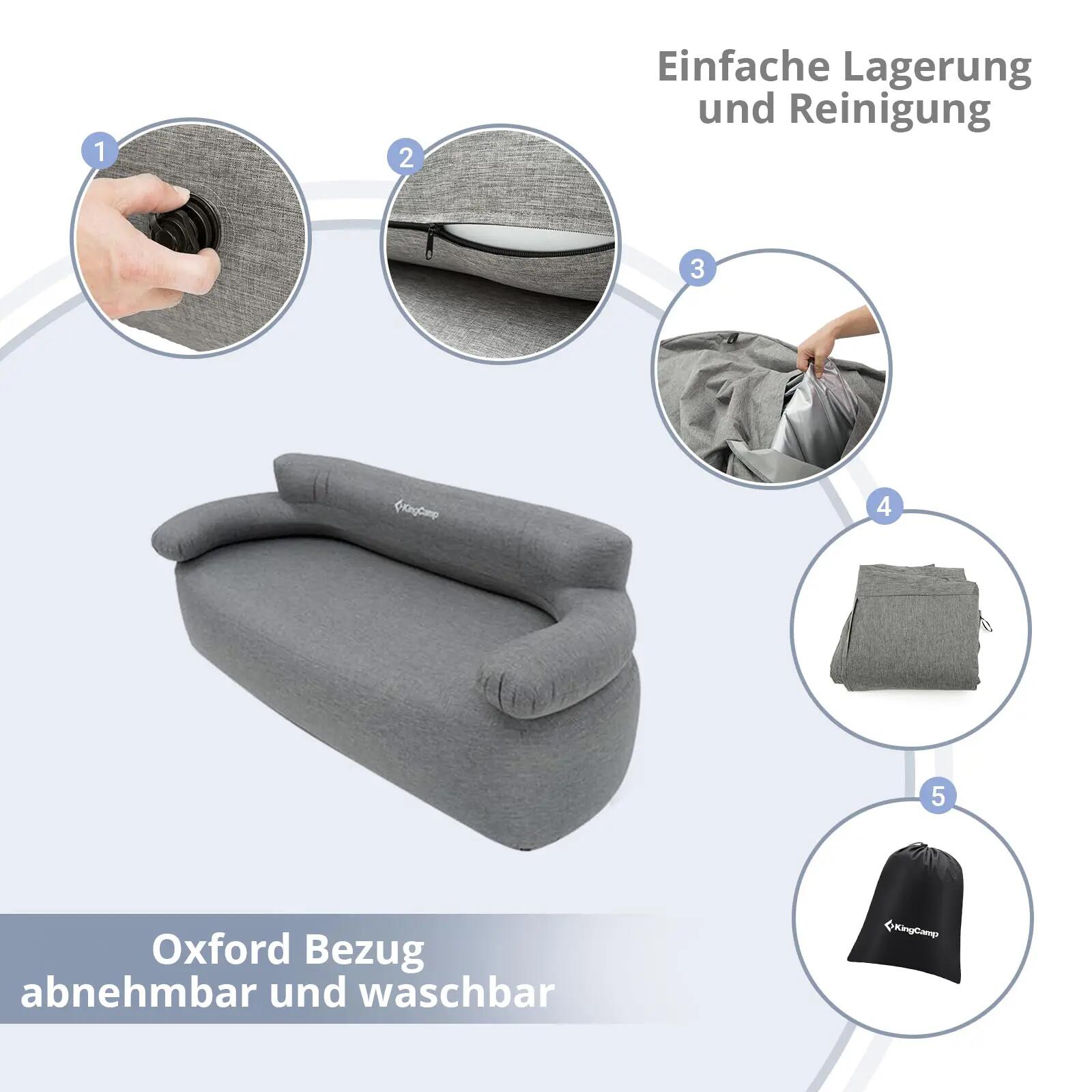 Camping Couch Air Sofa Granit Lounge Outdoor Luft Sitz Möbel Aufblasbar 7/7