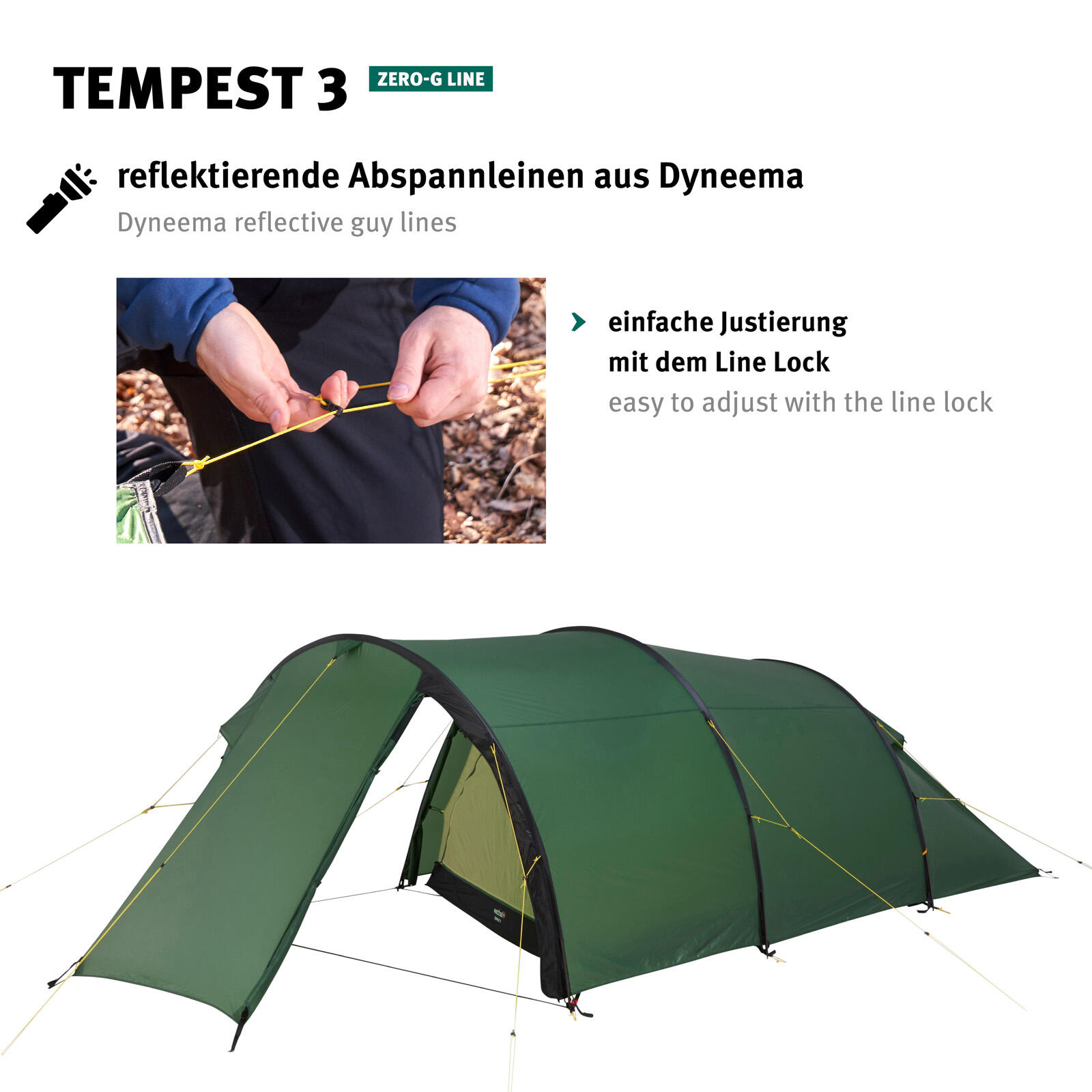 Trekkingzelt Tempest 3 Personen Tunnel Camping Fahrrad Biwak Zelt 2,85kg 7/7