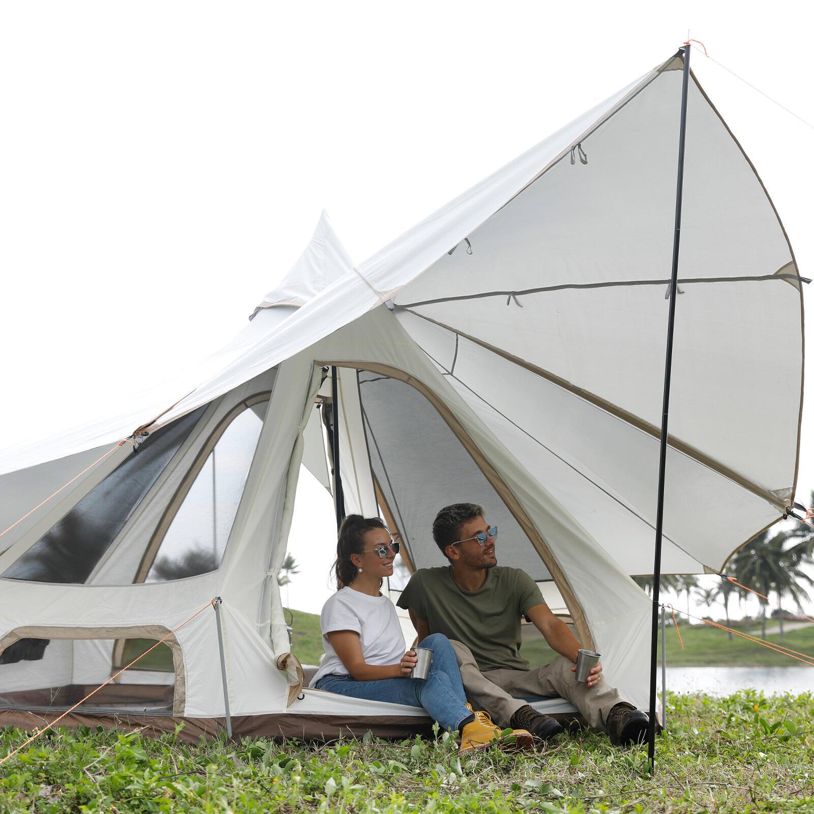 Tenda Tipi Gengis 320 da Campeggio 2 persone Piramide Tepee Leggera 6/7