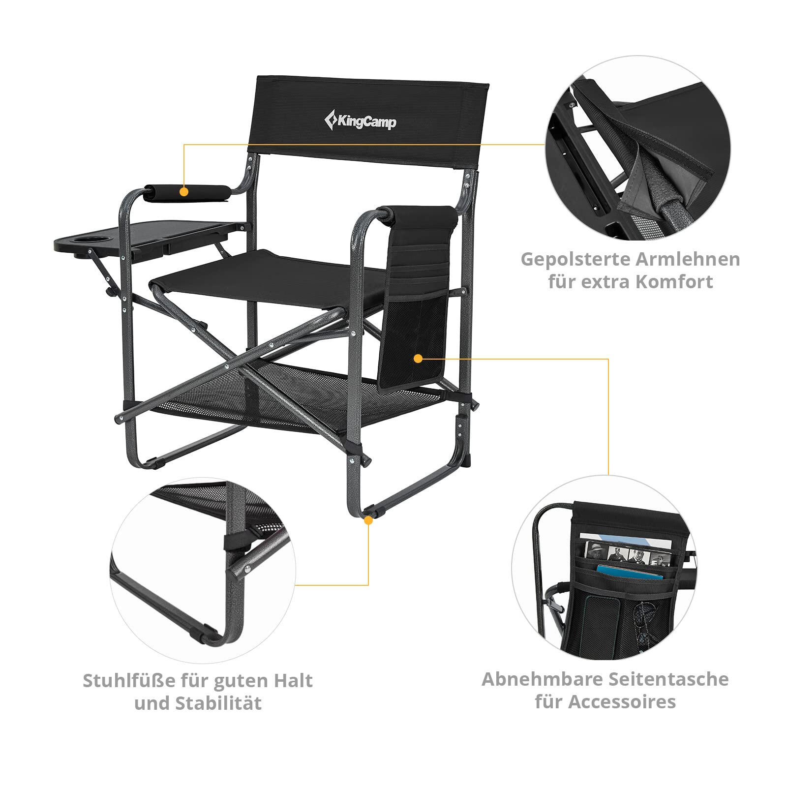 Régie Chaise Director Multi Camping pliante Accoudoir Table 7/7