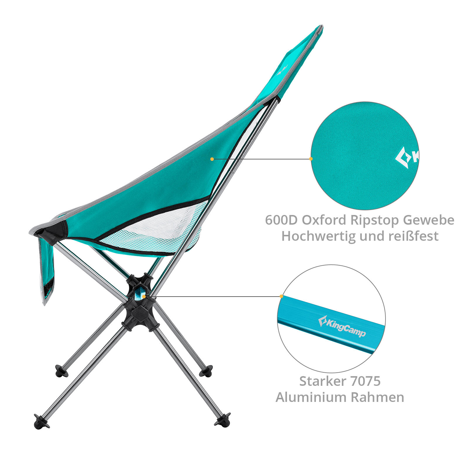 Sedia da Campeggio Logan pieghevole spiaggia Alluminio leggero 150 kg 7/7