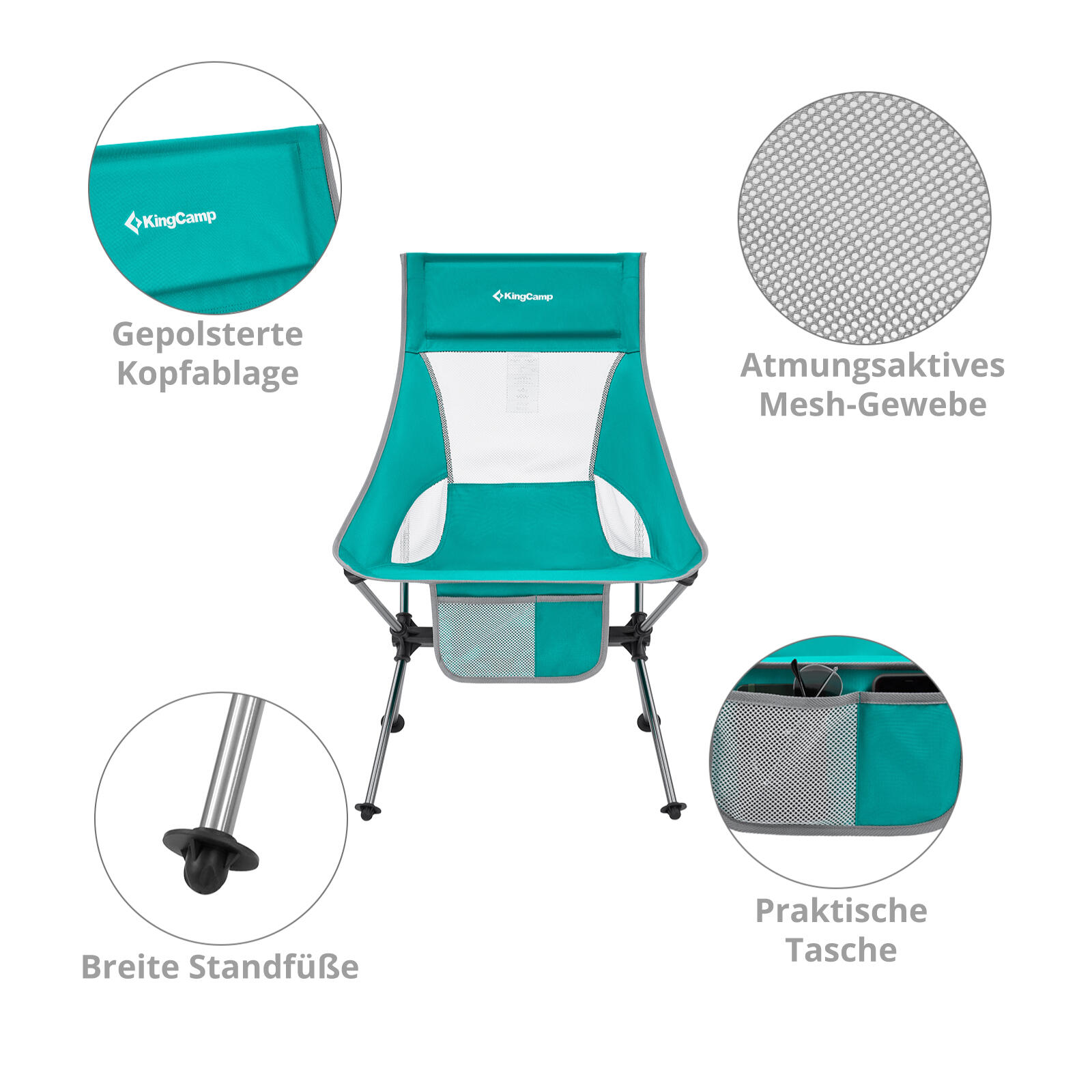 Sedia da Campeggio Logan pieghevole spiaggia Alluminio leggero 150 kg 6/7