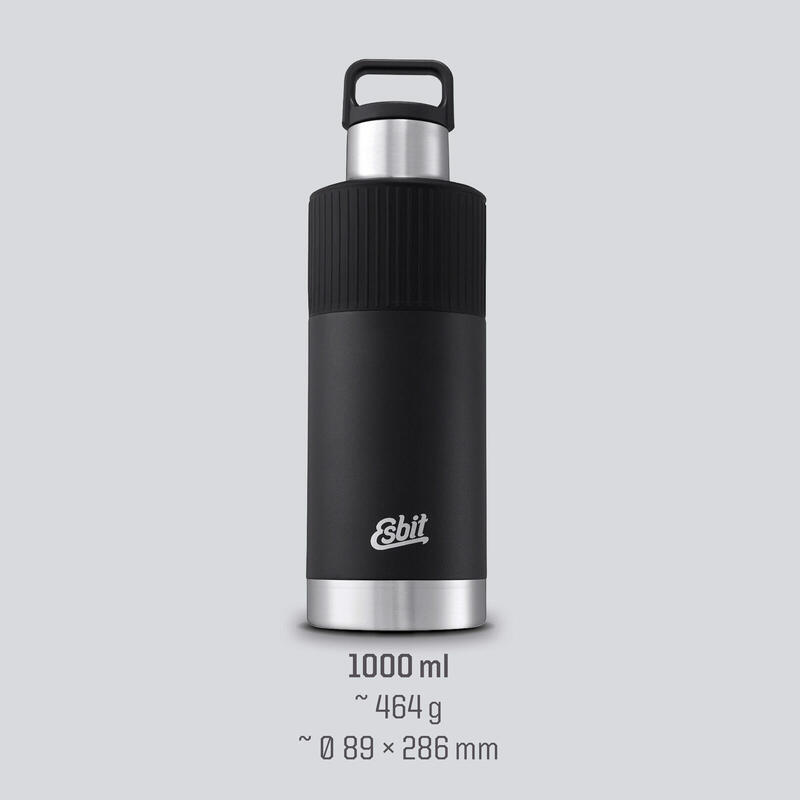 Bidon termos cu manson silicon Esbit Sculptor 1 litru IB1000SC-SL-BK, negru