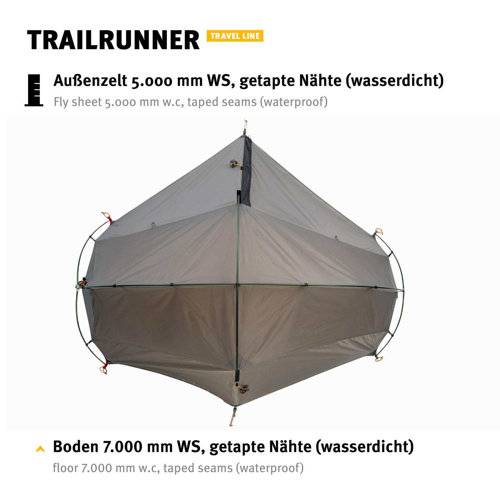 Trekkingzelt Trailrunner 1-2 Personen Camping Fahrrad Zelt Biwak 2,18 kg 7/7