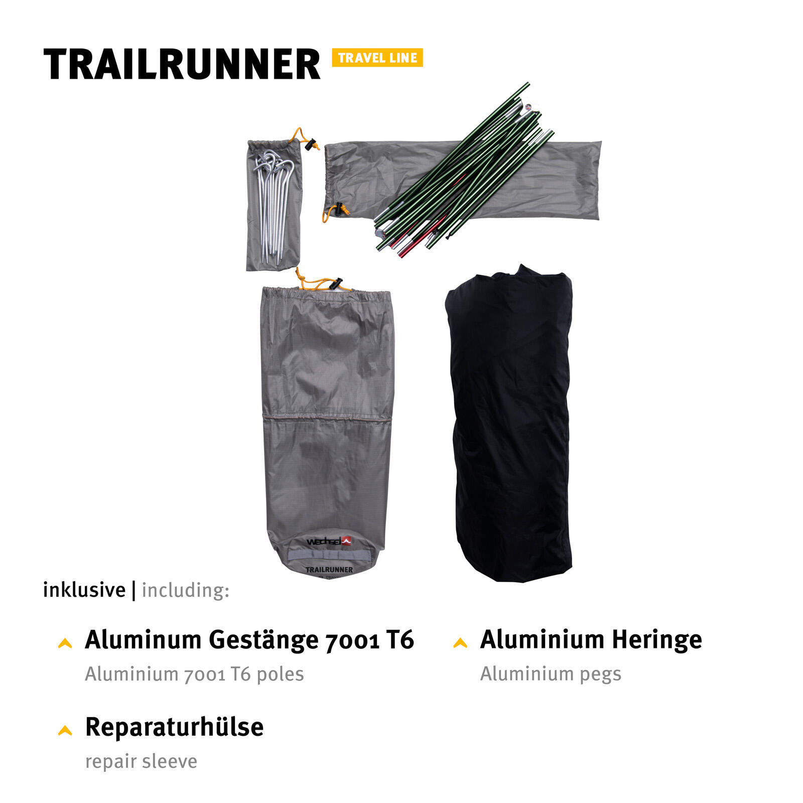 Trekkingzelt Trailrunner 1-2 Personen Camping Fahrrad Zelt Biwak 2,18 kg 6/7