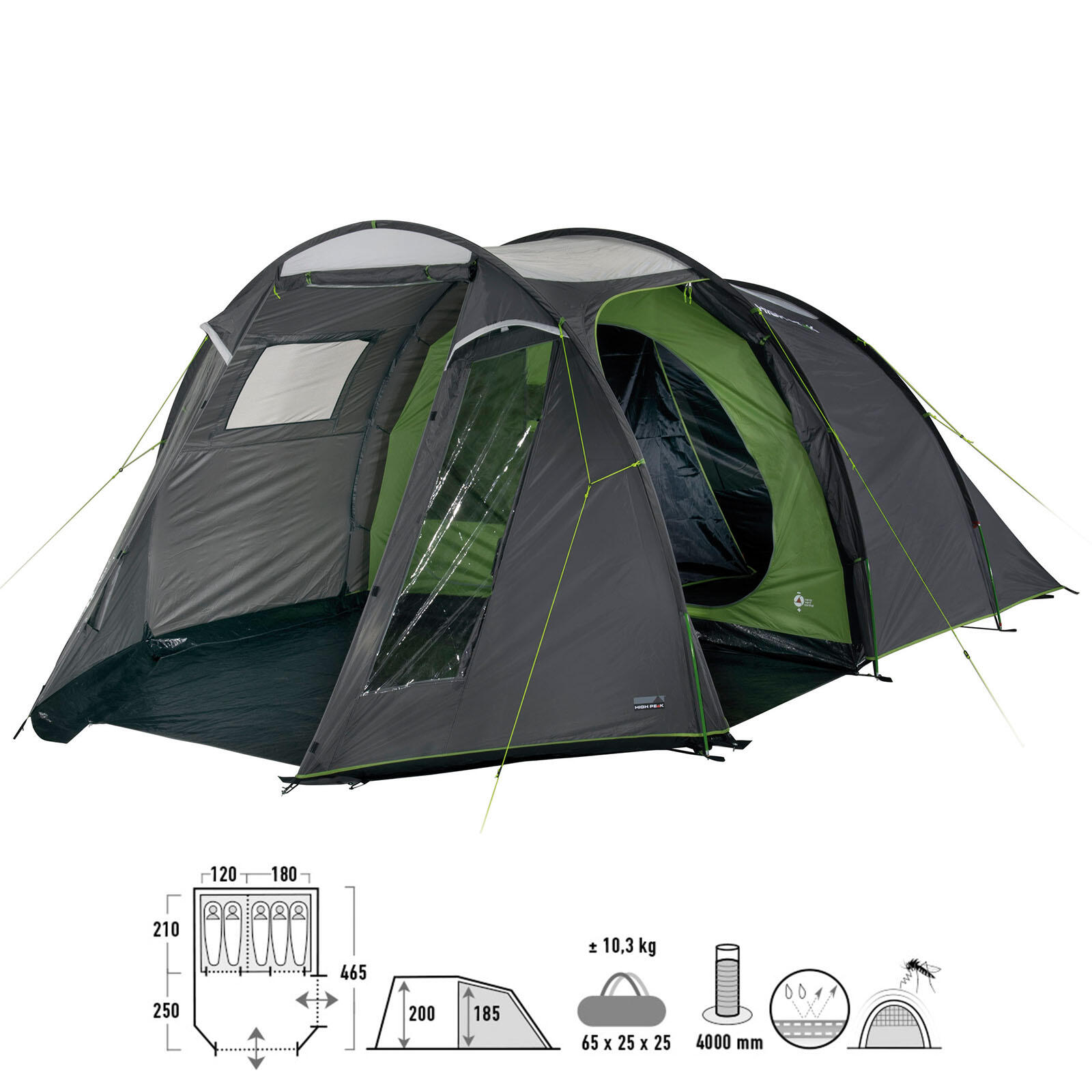 Namiot turystyczny High Peak Ancona 5.0 szary