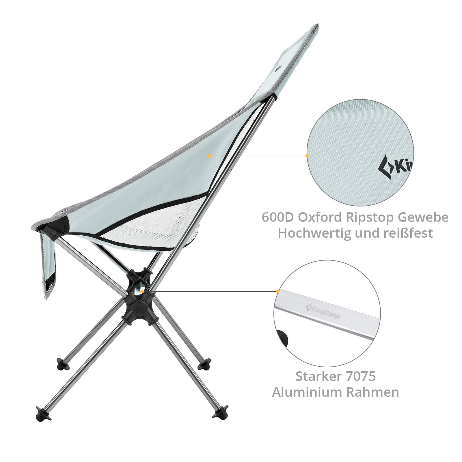 Sedia da Campeggio Logan pieghevole spiaggia Alluminio leggero 150 kg 6/7