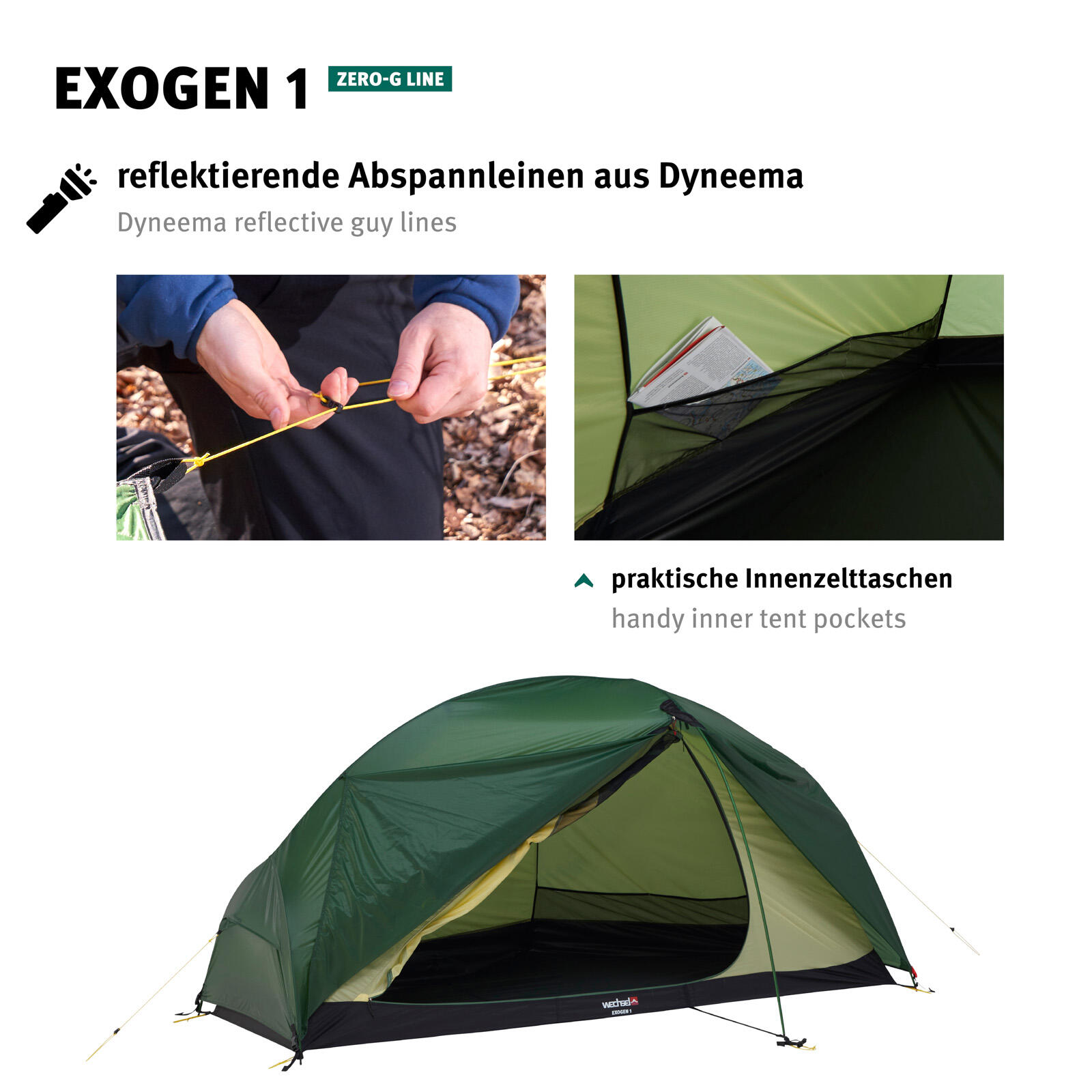 Trekkingzelt Exogen 1 Personen Geodt Camping Fahrrad Biwak Zelt 1,48 kg