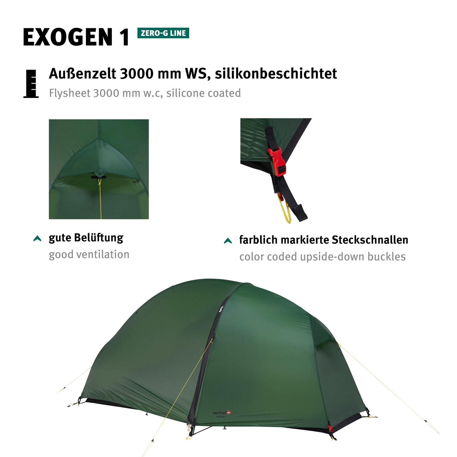 Trekkingzelt Exogen 1 Personen Geodät Camping Fahrrad Biwak Zelt 1,48 kg 6/7