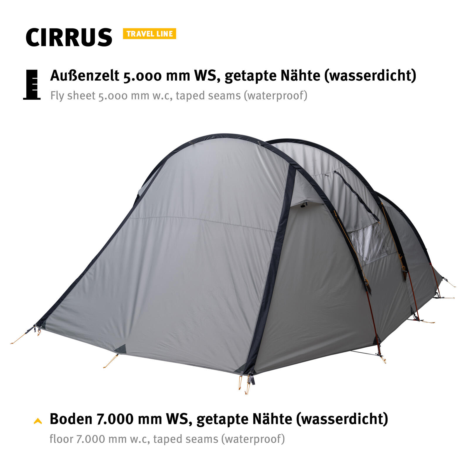 Tunnelzelt Cirrus 4-6 Personen Campingzelt Familienzelt Groß Vorraum Alu 6/7