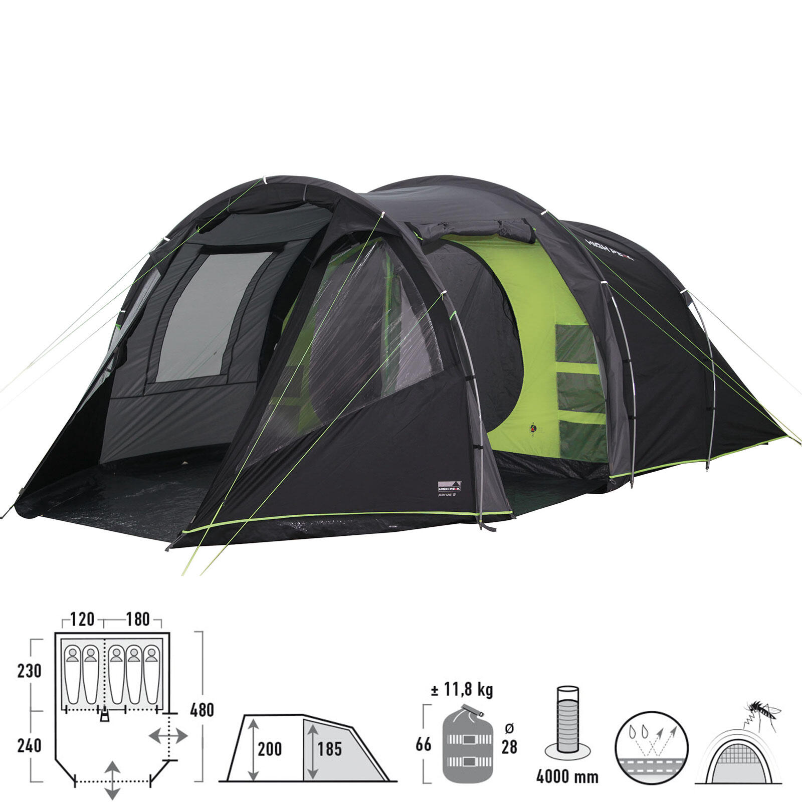 Namiot High Peak Paros 5 c.szaro zielony 11566