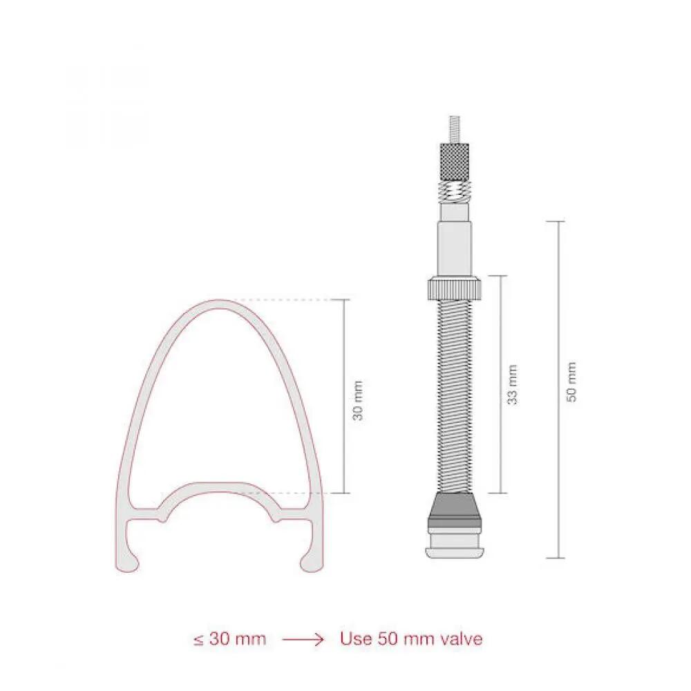 Procraft Tubeless-Ventile 50 mm Rot - 7071 Aluminium, austauschbare Gummibasi... 3/3