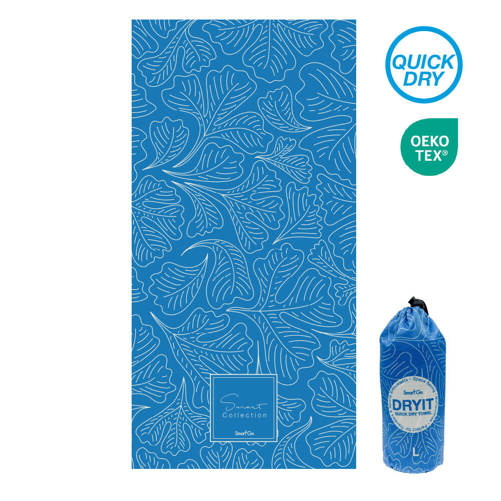 Ultralight Quick Dry Towel (Ocean Blue/Leaf) w/Pouch (L)