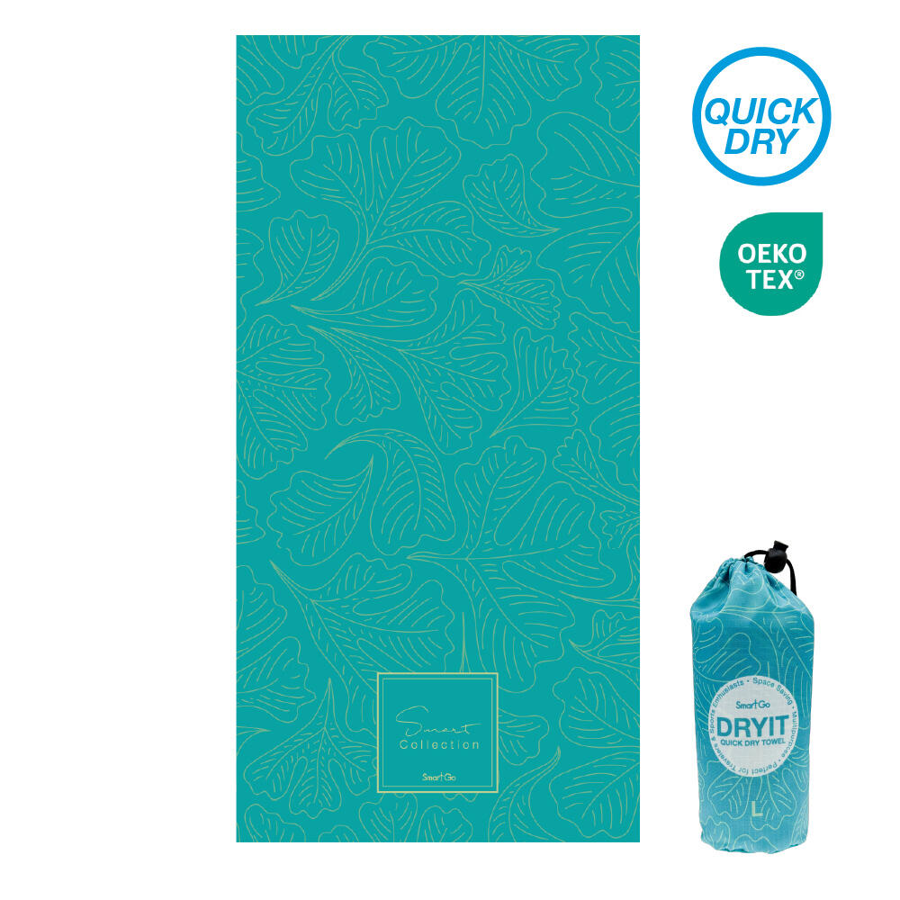 Ultralight Quick Dry Towel (Ocean Blue/Leaf) w/Pouch (L)