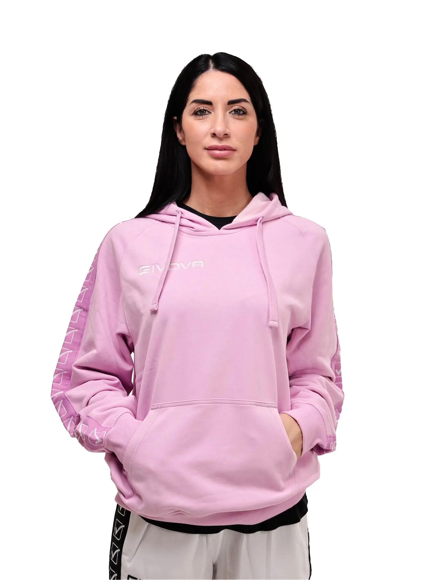 Felpa con cappuccio uomo ( fleece) givova rosa chiaro 2/5