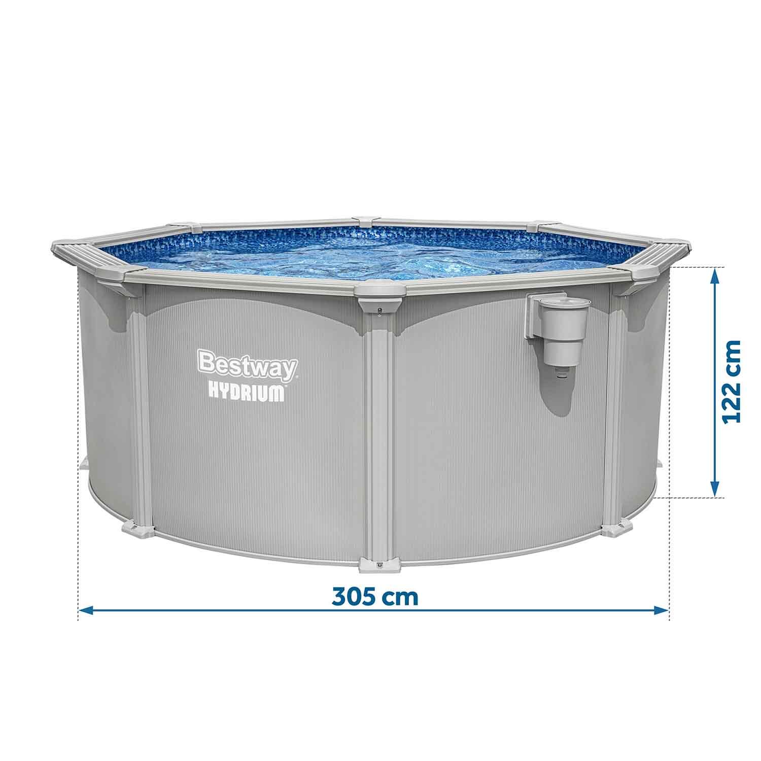 Piscina Desmontable Redonda de Acero Bestway Hydrium Ø305 x 122 cm con Depurador 7/7