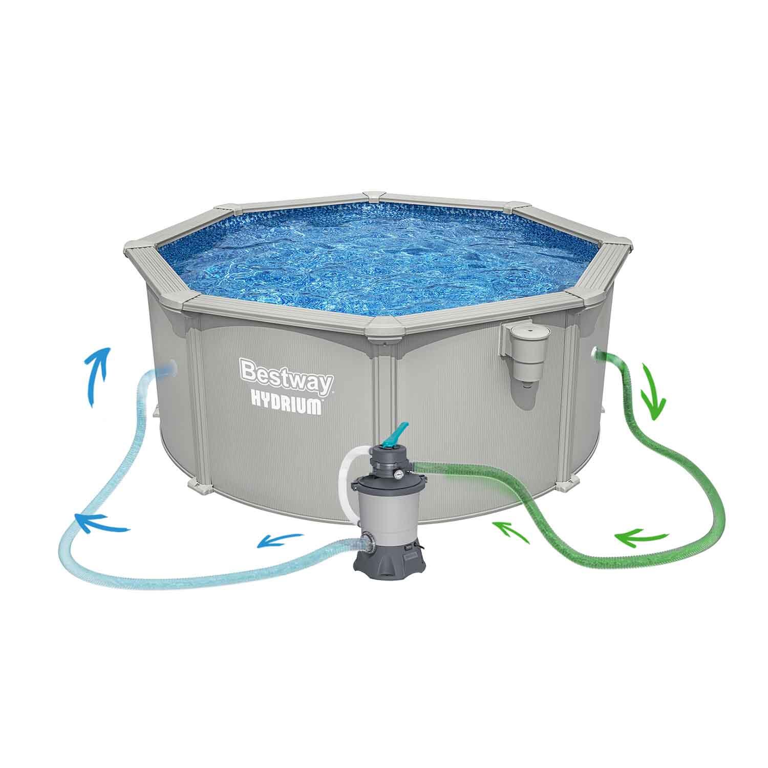 Piscina Desmontable Redonda de Acero Bestway Hydrium Ø305 x 122 cm con Depurador 6/7